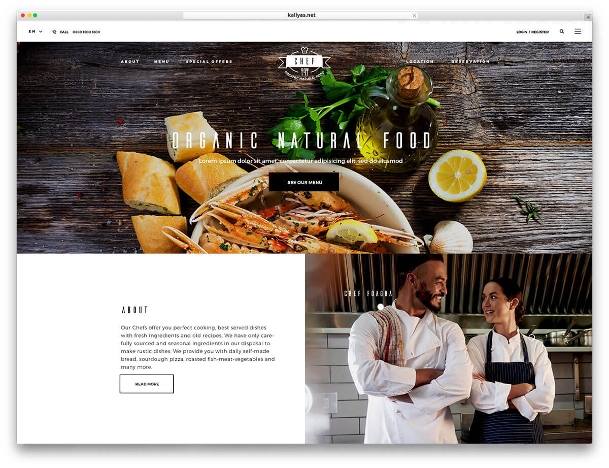 Mẫu website nhà hàng Resta với giao diện đơn giản, dễ sử dụng